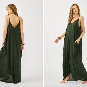 NWT Lovestitch Dark Green Sleeveless Maxi Dress